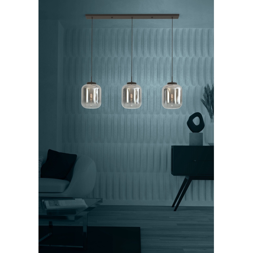 Eglo - Chandelier on a string 3xE27/40W/230V smoky