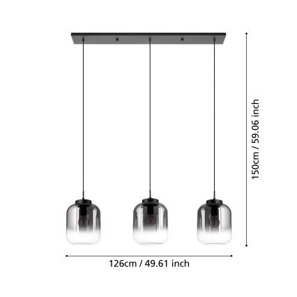 Eglo - Chandelier on a string 3xE27/40W/230V smoky