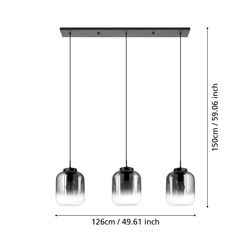 Eglo - Chandelier on a string 3xE27/40W/230V smoky
