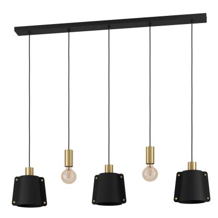 Eglo - Chandelier on a string 5xE27/40W/230V black/gold