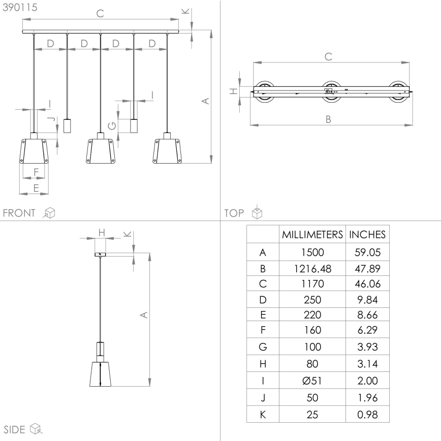 Eglo - Chandelier on a string 5xE27/40W/230V black/gold