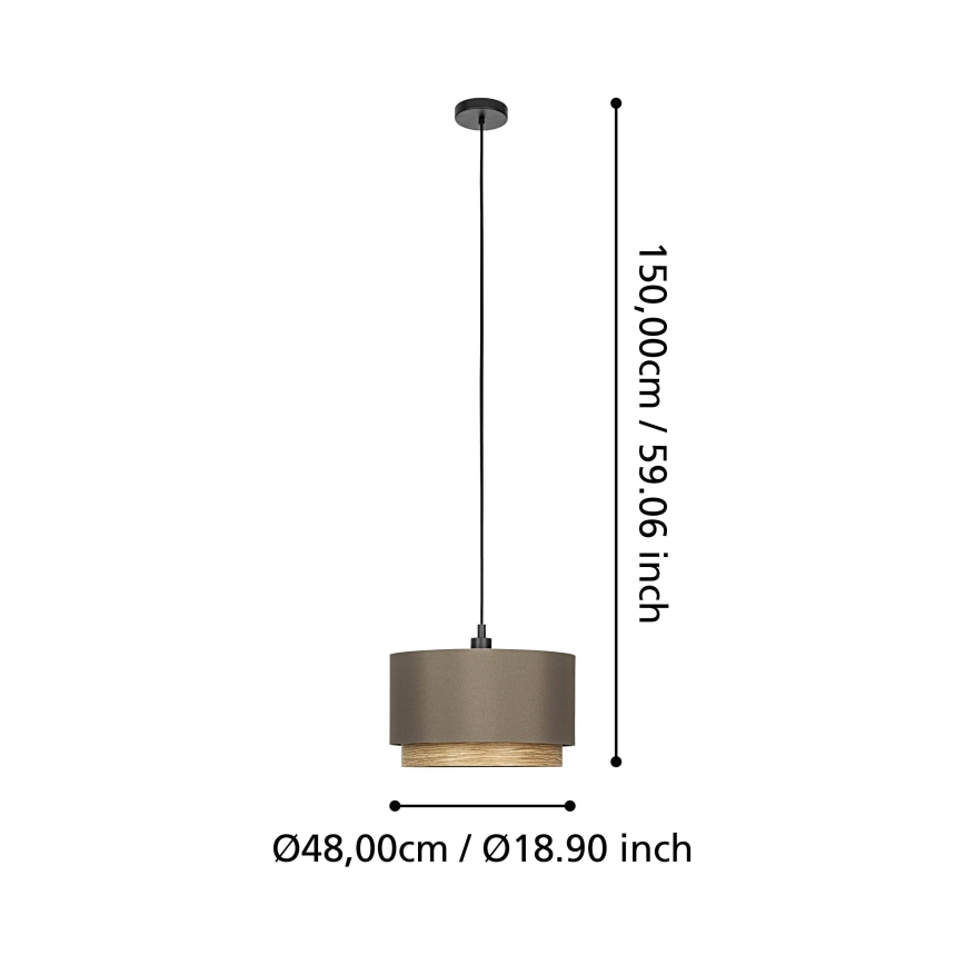 Eglo - Chandelier on a string 1xE27/40W/230V brown