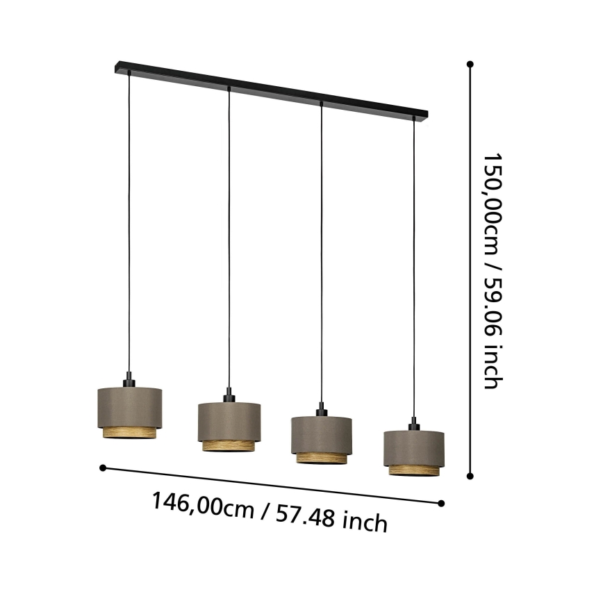 Eglo - Chandelier on a string 4xE27/40W/230V brown