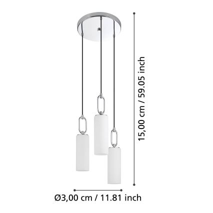 Eglo - Chandelier on a string 3xE27/40W/230V shiny chrome