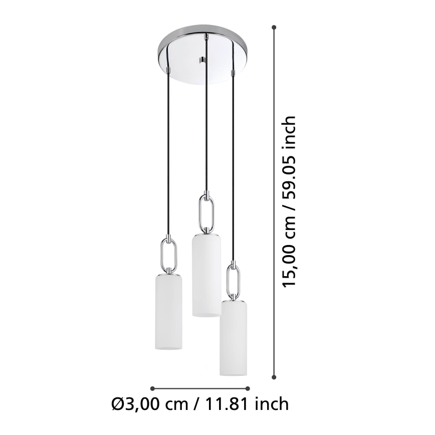 Eglo - Chandelier on a string 3xE27/40W/230V shiny chrome