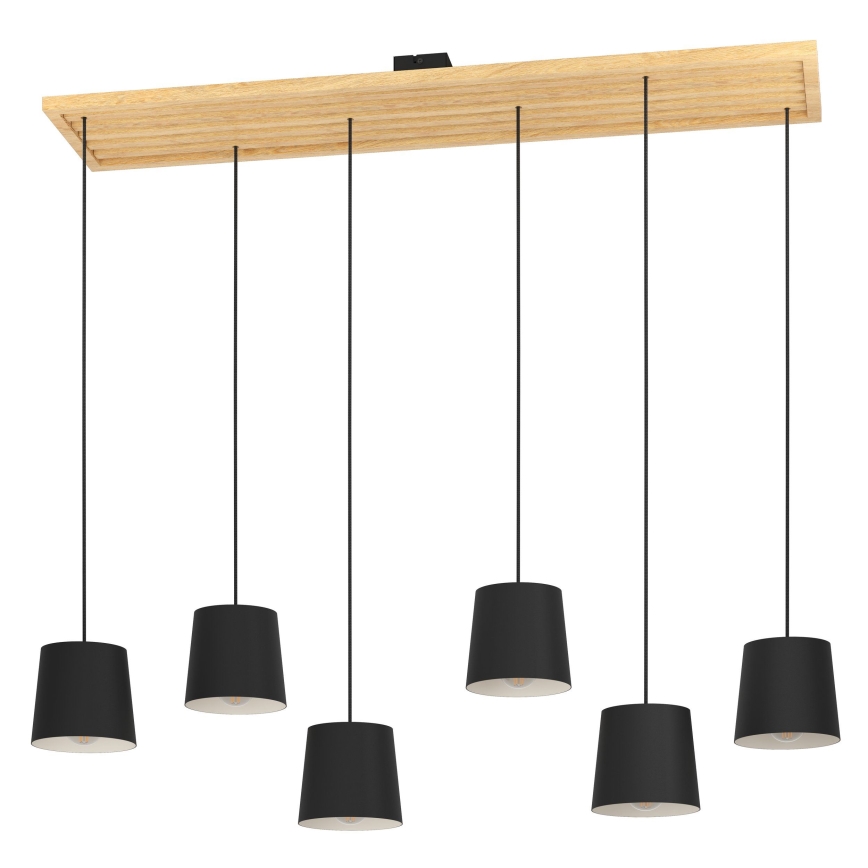 Eglo - Chandelier on a string 6xE27/40W/230V black/brown