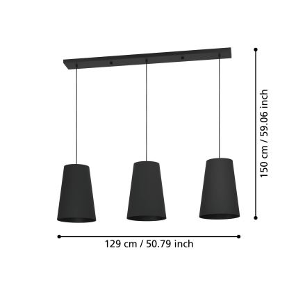 Eglo - Chandelier on a string 3xE27/40W/230V black