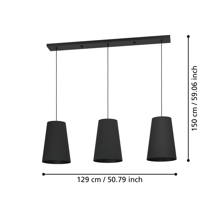 Eglo - Chandelier on a string 3xE27/40W/230V black