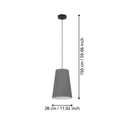 Eglo - Chandelier on a string 1xE27/40W/230V grey