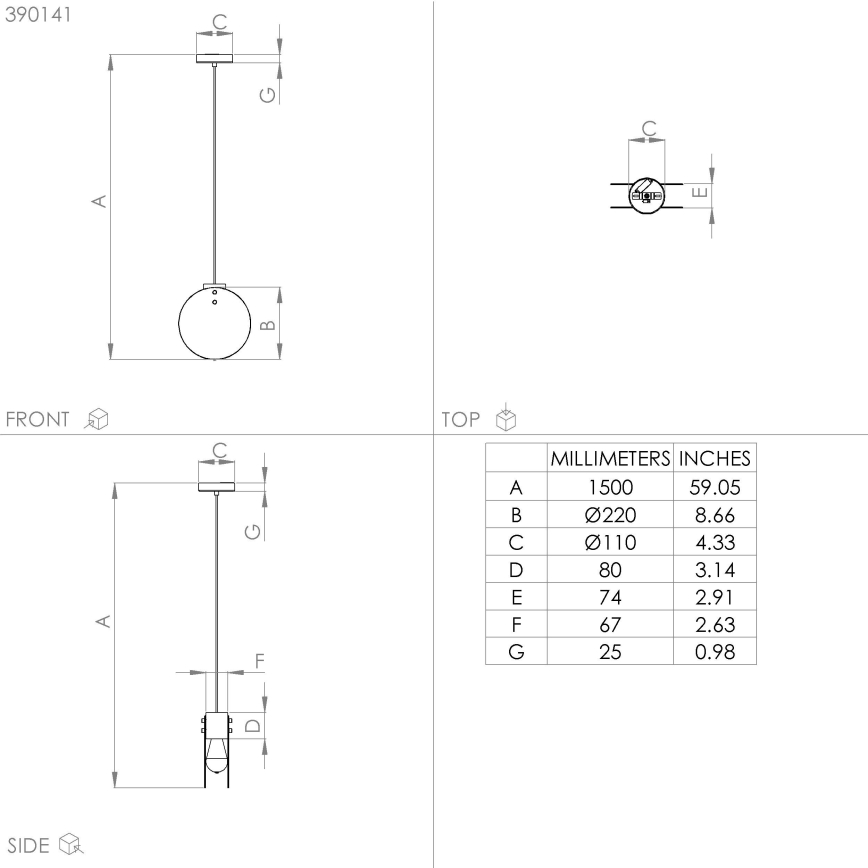 Eglo - Chandelier on a string 1xE27/40W/230V smoky
