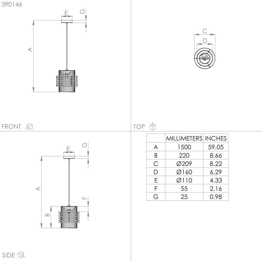 Eglo - Chandelier on a string 1xE27/40W/230V d. 21 cm creamy