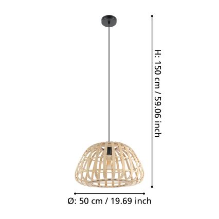 Eglo - Chandelier on a string 1xE27/40W/230V d. 50 cm bamboo