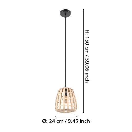 Eglo - Chandelier on a string 1xE27/40W/230V d. 24 cm bamboo