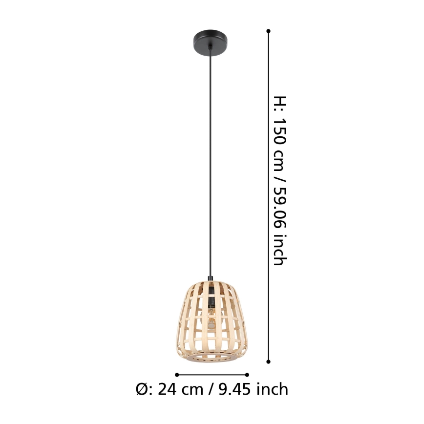 Eglo - Chandelier on a string 1xE27/40W/230V d. 24 cm bamboo