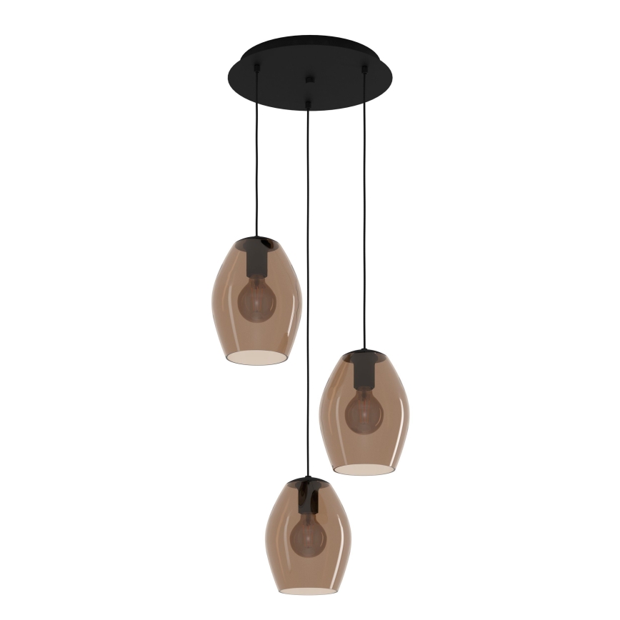 Eglo - Chandelier on a string 3xE27/40W/230V brown