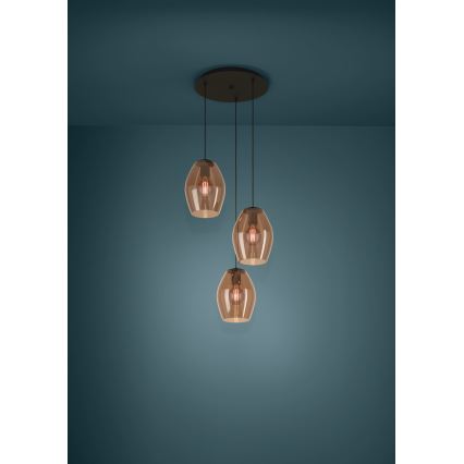 Eglo - Chandelier on a string 3xE27/40W/230V brown