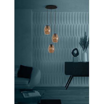 Eglo - Chandelier on a string 3xE27/40W/230V brown