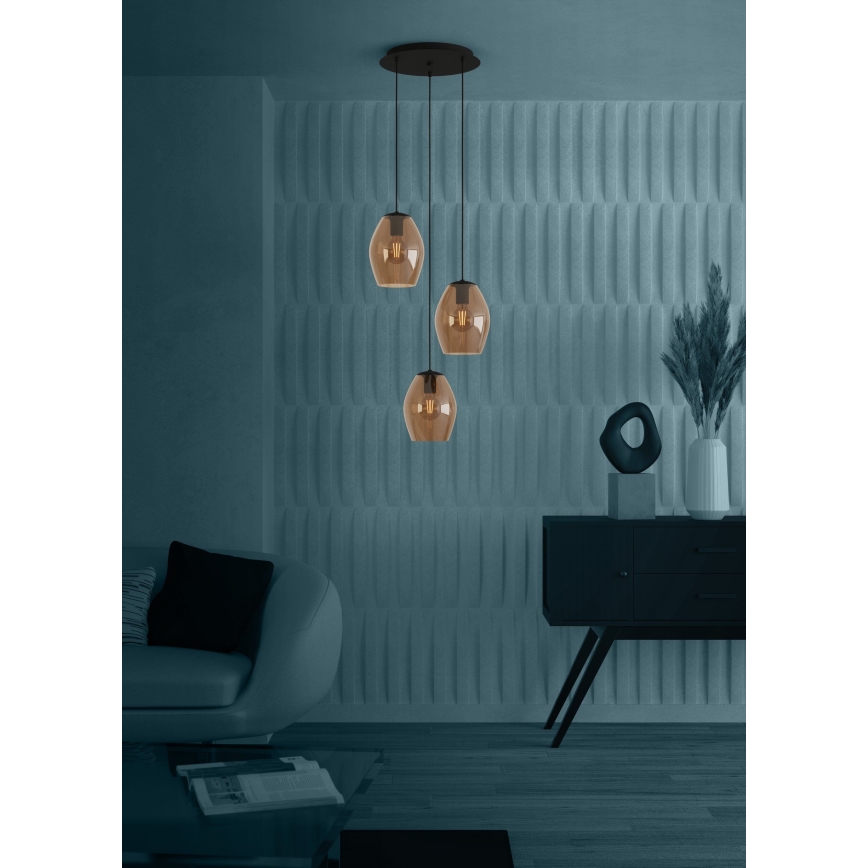 Eglo - Chandelier on a string 3xE27/40W/230V brown