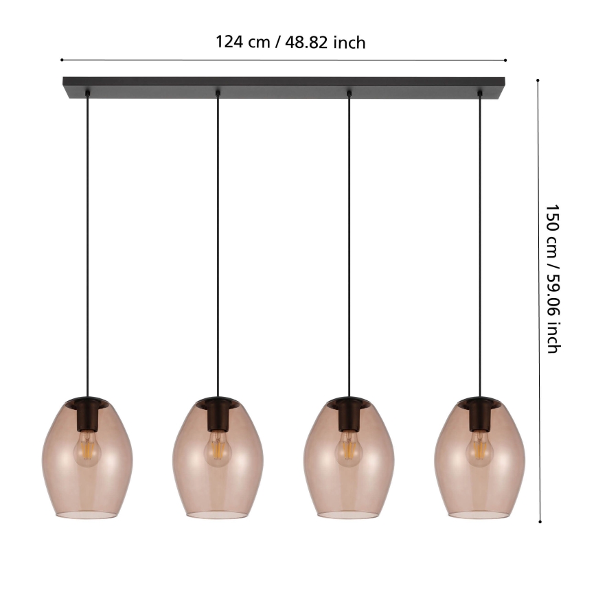 Eglo - Chandelier on a string 4xE27/40W/230V brown