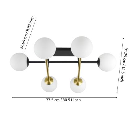 Eglo - Surface-mounted chandelier 6xE14/40W/230V gold/black