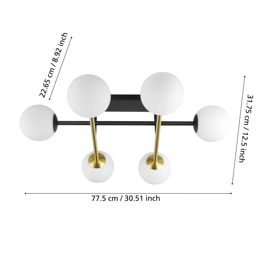 Eglo - Surface-mounted chandelier 6xE14/40W/230V gold/black