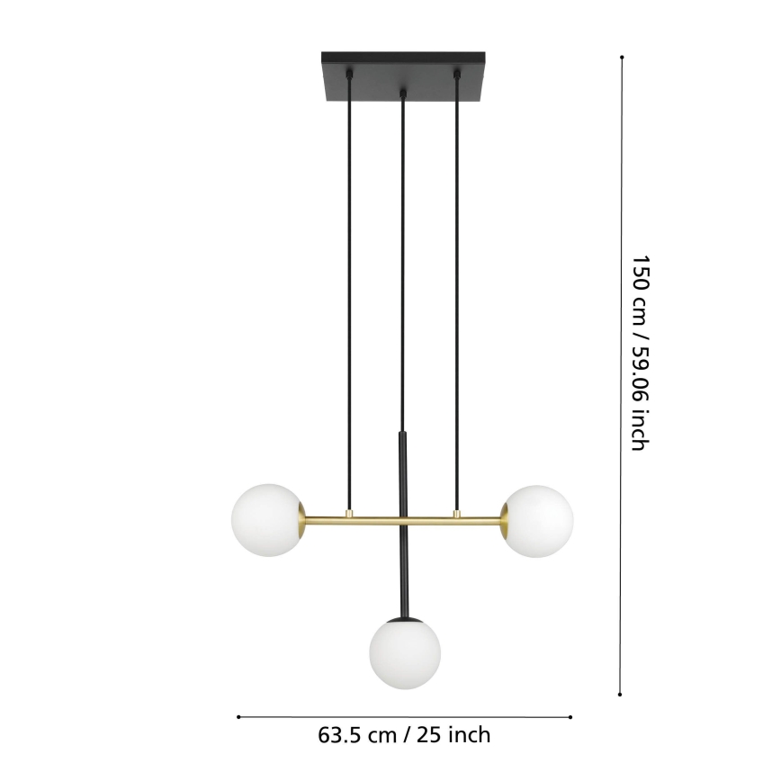 Eglo - Chandelier on a string 3xE14/40W/230V gold/black