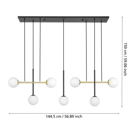 Eglo - Chandelier on a string 7xE14/40W/230V gold/black