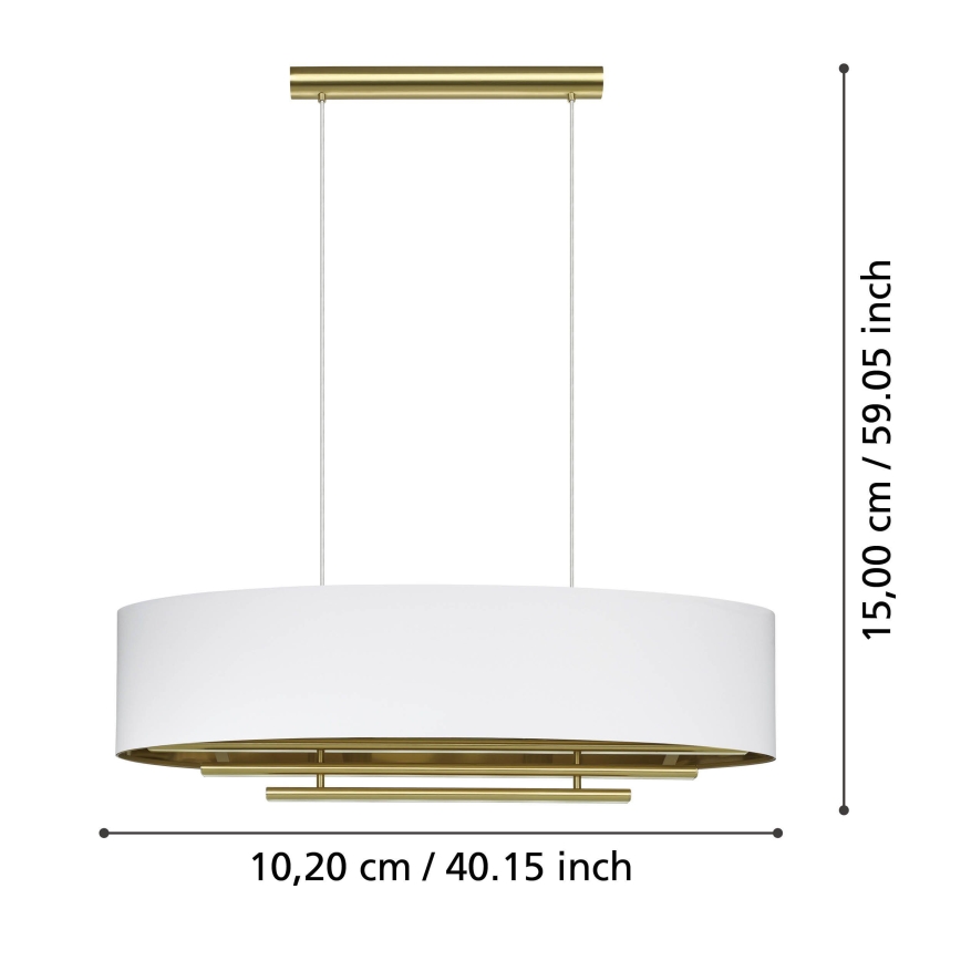 Eglo - Chandelier on a string 4xE27/40W/230V white/gold
