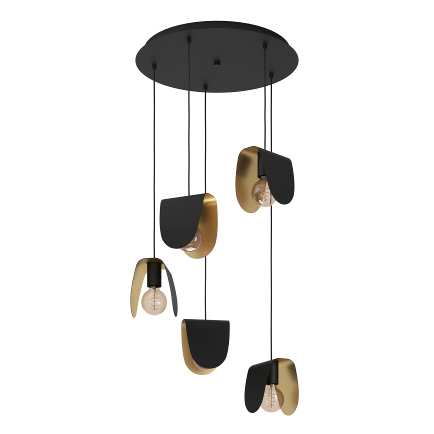 Eglo - Chandelier on a string 5xE27/40W/230V black/gold
