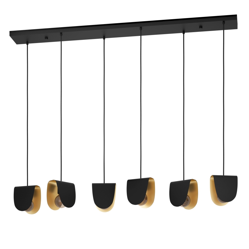Eglo - Chandelier on a string 6xE27/40W/230V black/gold