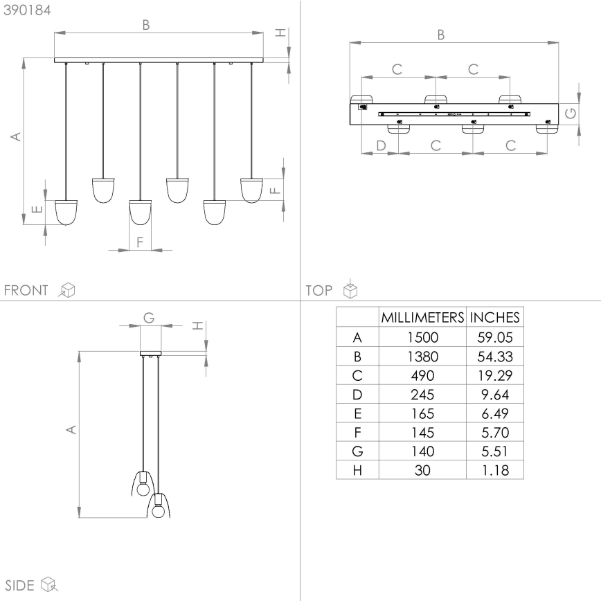 Eglo - Chandelier on a string 6xE27/40W/230V black/gold