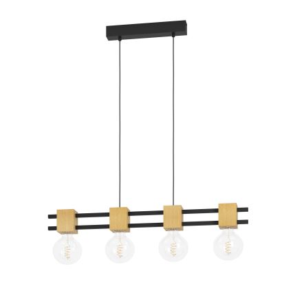 Eglo - Chandelier on a string 4xE27/40W/230V black/brown