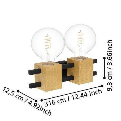 Eglo - Wall light 2xE27/40W/230V black/brown