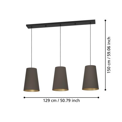 Eglo - Chandelier on a string 3xE27/40W/230V brown