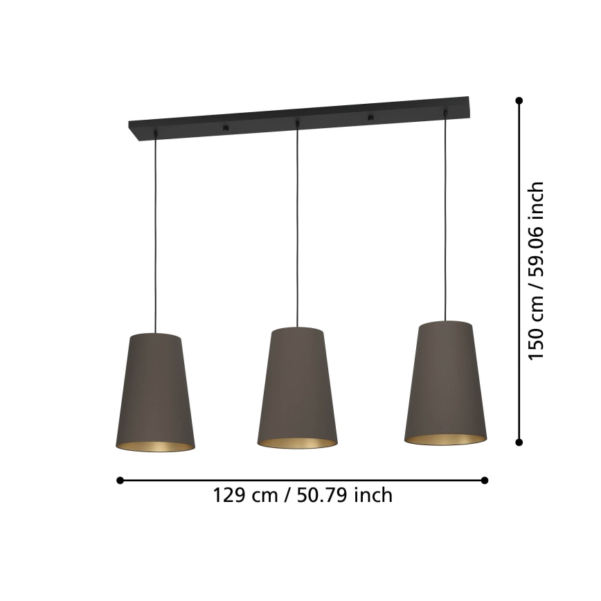 Eglo - Chandelier on a string 3xE27/40W/230V brown