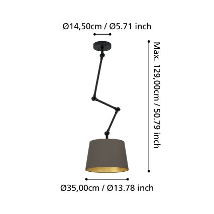 Eglo - Chandelier on a pole 1xE27/40W/230V brown