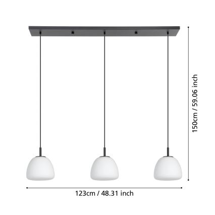 Eglo - Chandelier on a string 3xE27/40W/230V black