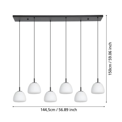 Eglo - Chandelier on a string 6xE27/40W/230V black