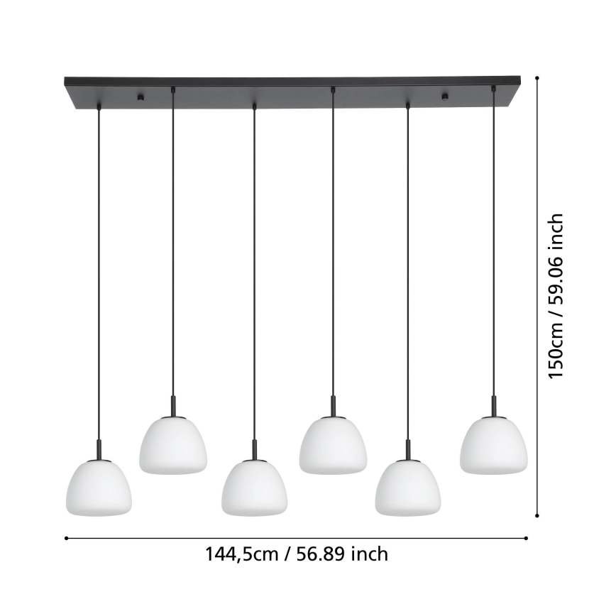 Eglo - Chandelier on a string 6xE27/40W/230V black