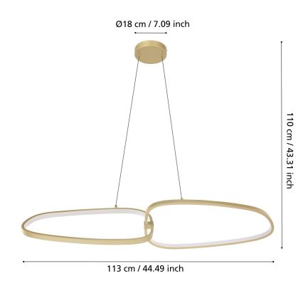 Eglo - LED Dimmable chandelier on a string LED/37,5W/230V 3000K gold
