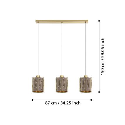 Eglo - Chandelier on a string 3xE27/40W/230V gold/brown