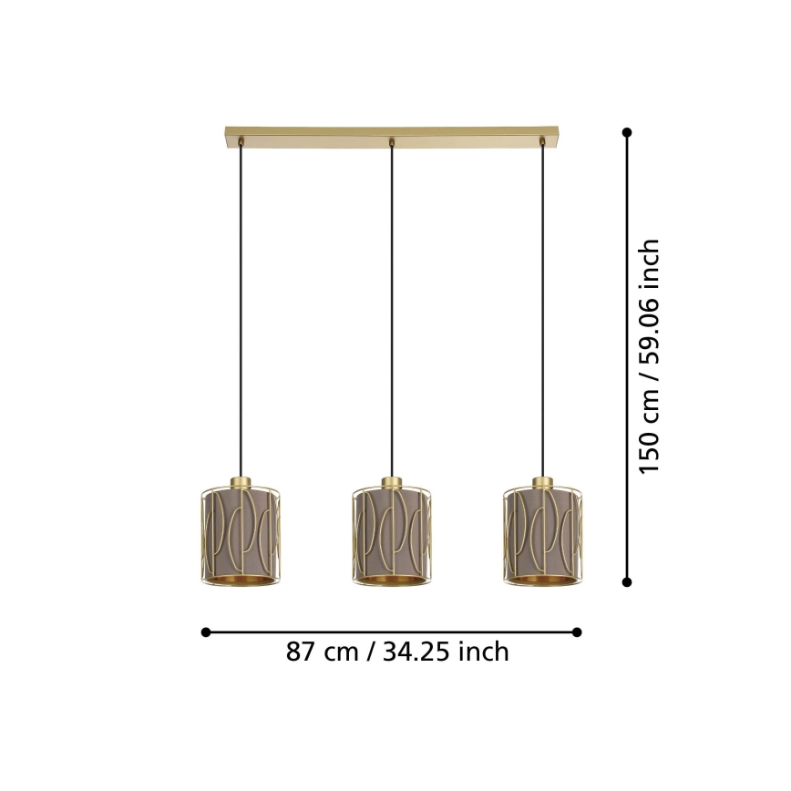 Eglo - Chandelier on a string 3xE27/40W/230V gold/brown