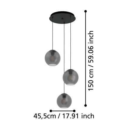 Eglo - Chandelier on a string 3xE27/40W/230V smoky