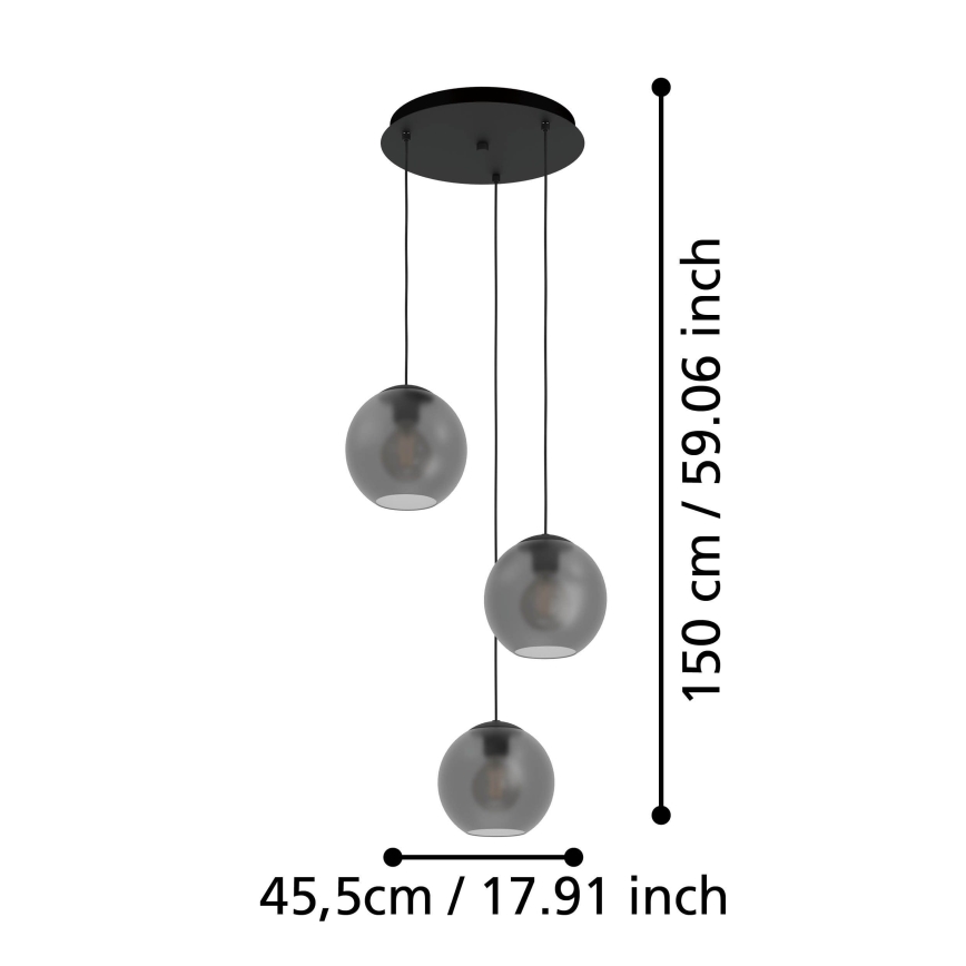 Eglo - Chandelier on a string 3xE27/40W/230V smoky