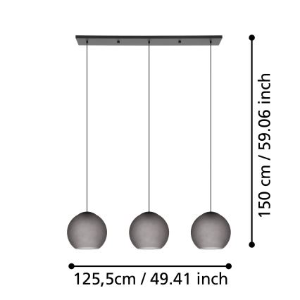 Eglo - Chandelier on a string 3xE27/40W/230V smoky