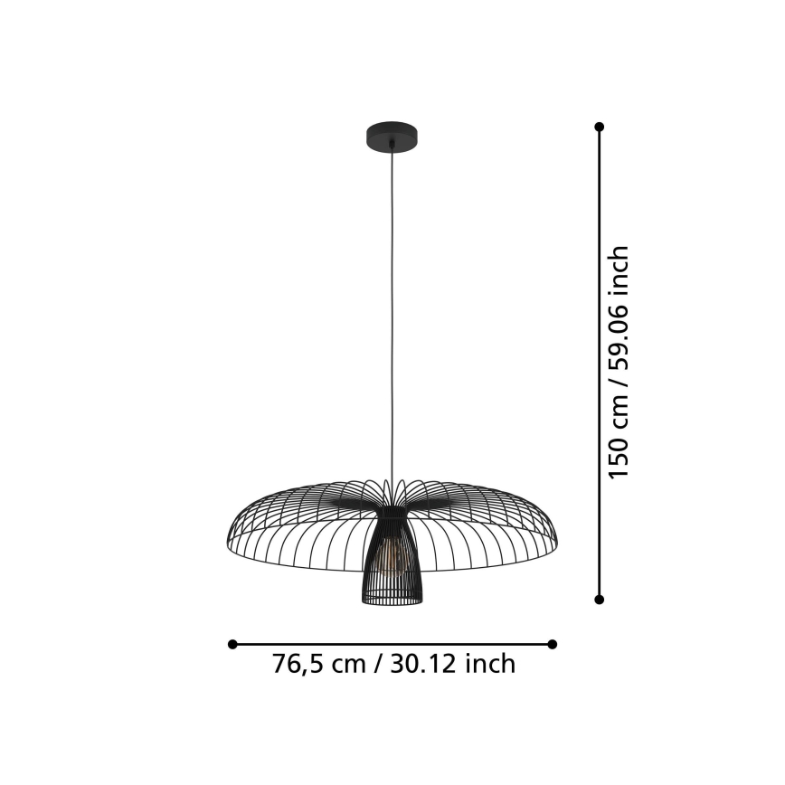 Eglo - Chandelier on a string 1xE27/60W/230V d. 77 cm black