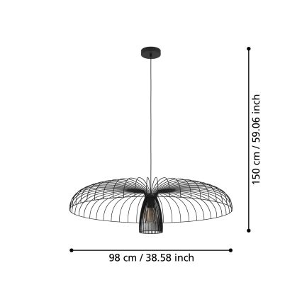 Eglo - Chandelier on a string 1xE27/60W/230V d. 98,5 cm black