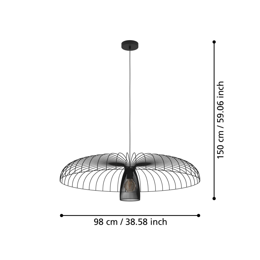 Eglo - Chandelier on a string 1xE27/60W/230V d. 98,5 cm black
