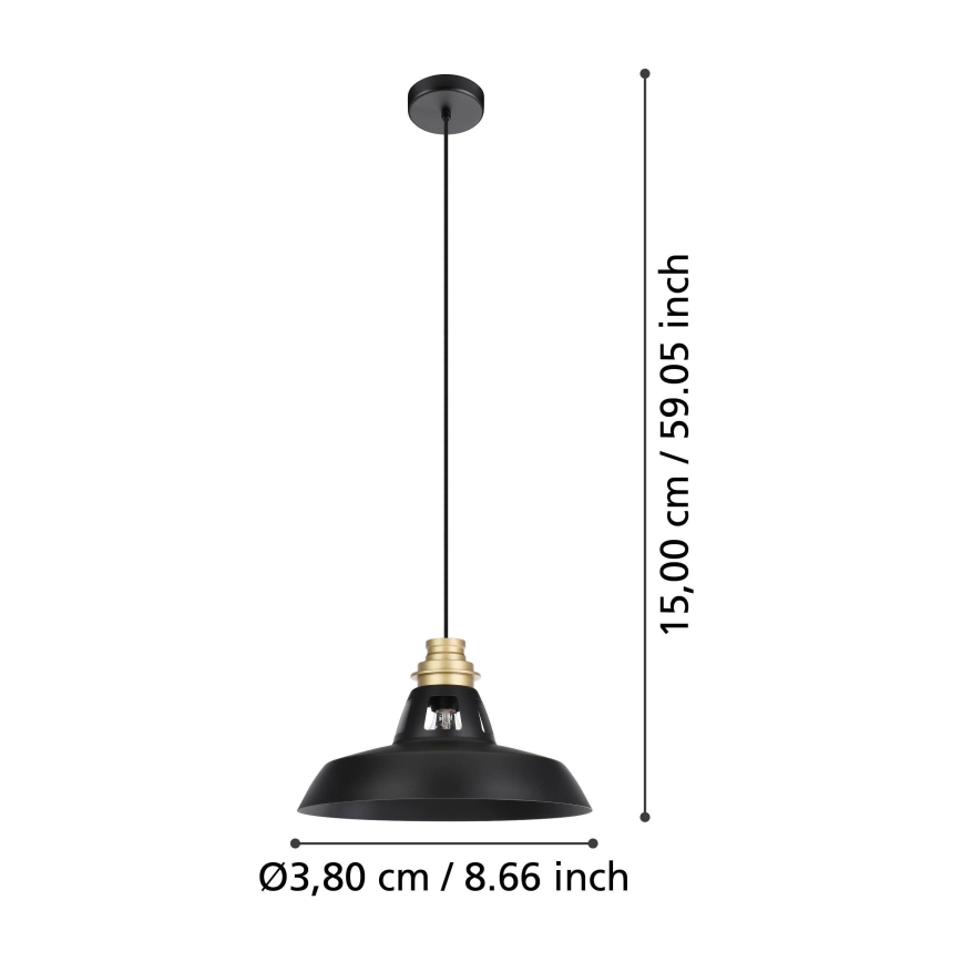 Eglo - Chandelier on a string 1xE27/40W/230V black/gold