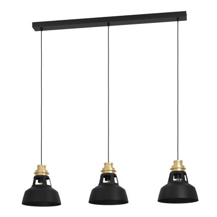 Eglo - Chandelier on a string 3xE27/40W/230V black/gold